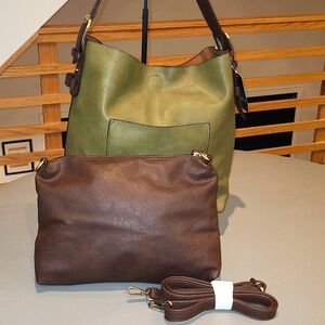 Joy Susan Green and Brown Women Bags Set